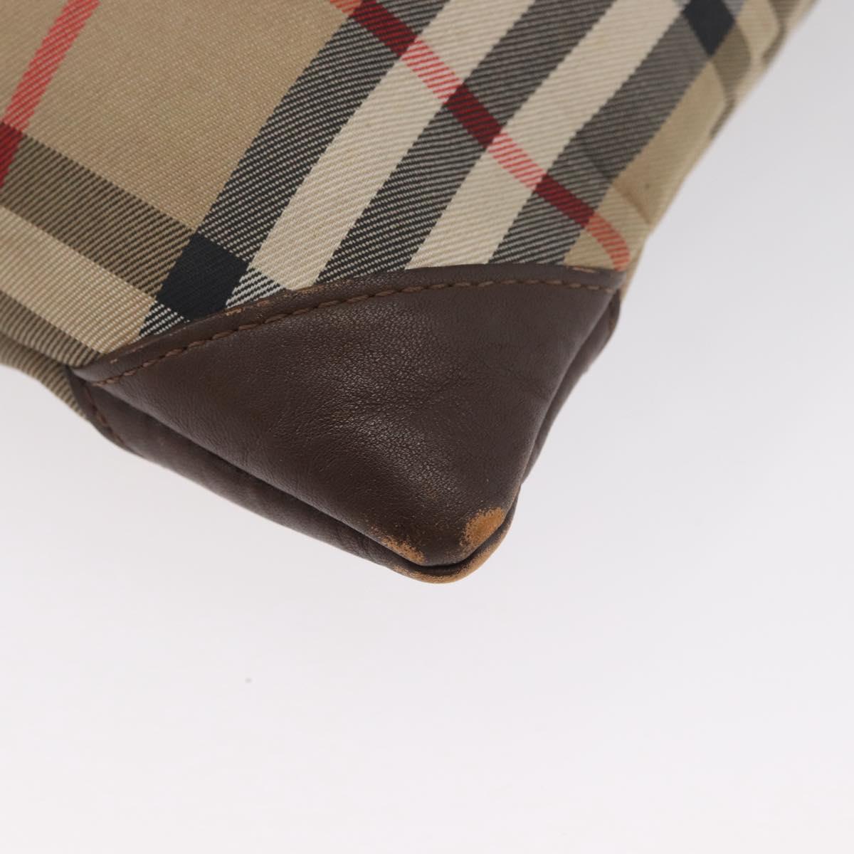 Burberrys Nova Check Pouch Canvas Beige Auth 173994