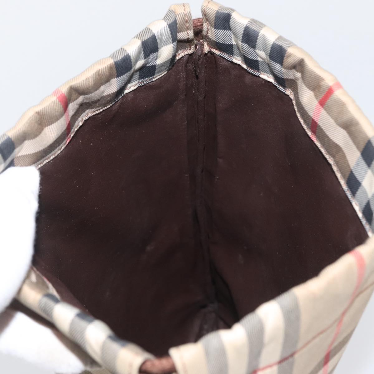Burberrys Nova Check Pouch Canvas Beige Auth 173994