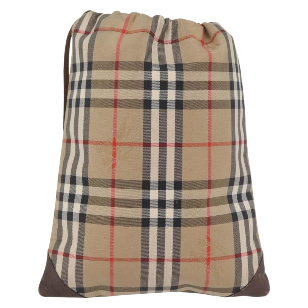 Burberrys Nova Check Pouch Canvas Beige Auth 173994