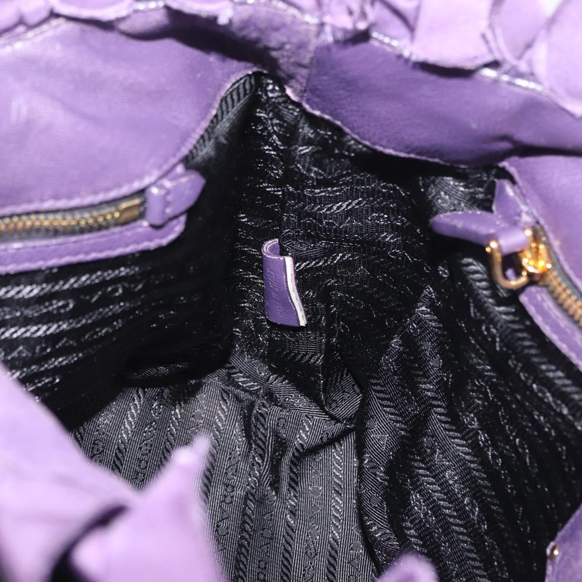 PRADA Hand Bag Nylon Leather Purple Gold Auth 173998