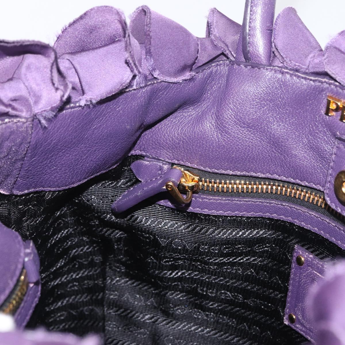PRADA Hand Bag Nylon Leather Purple Gold Auth 173998
