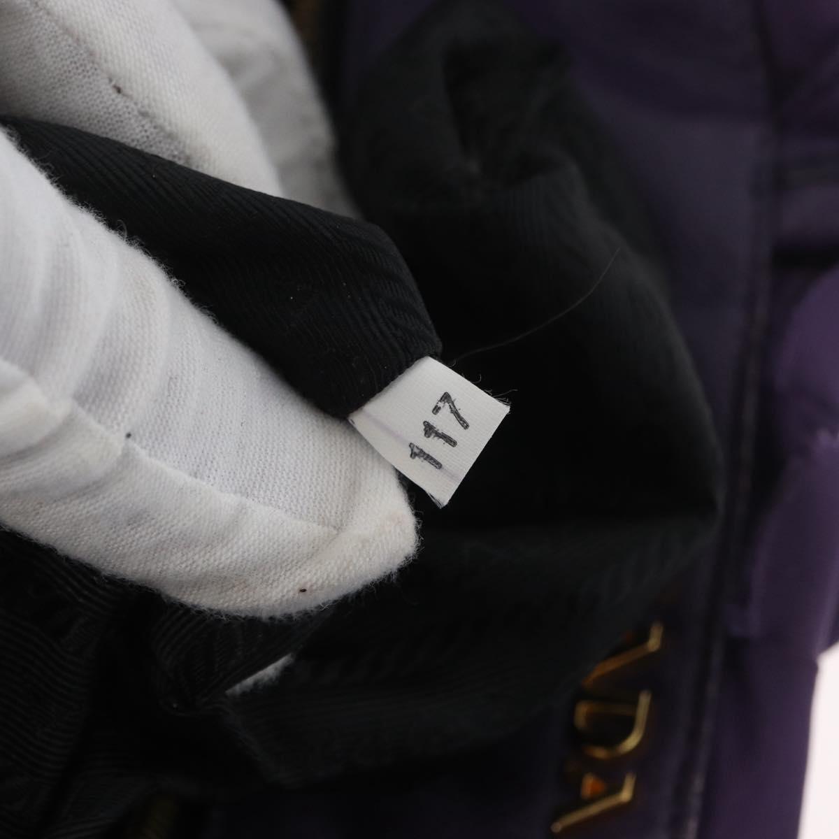 PRADA Hand Bag Nylon Leather Purple Gold Auth 173998