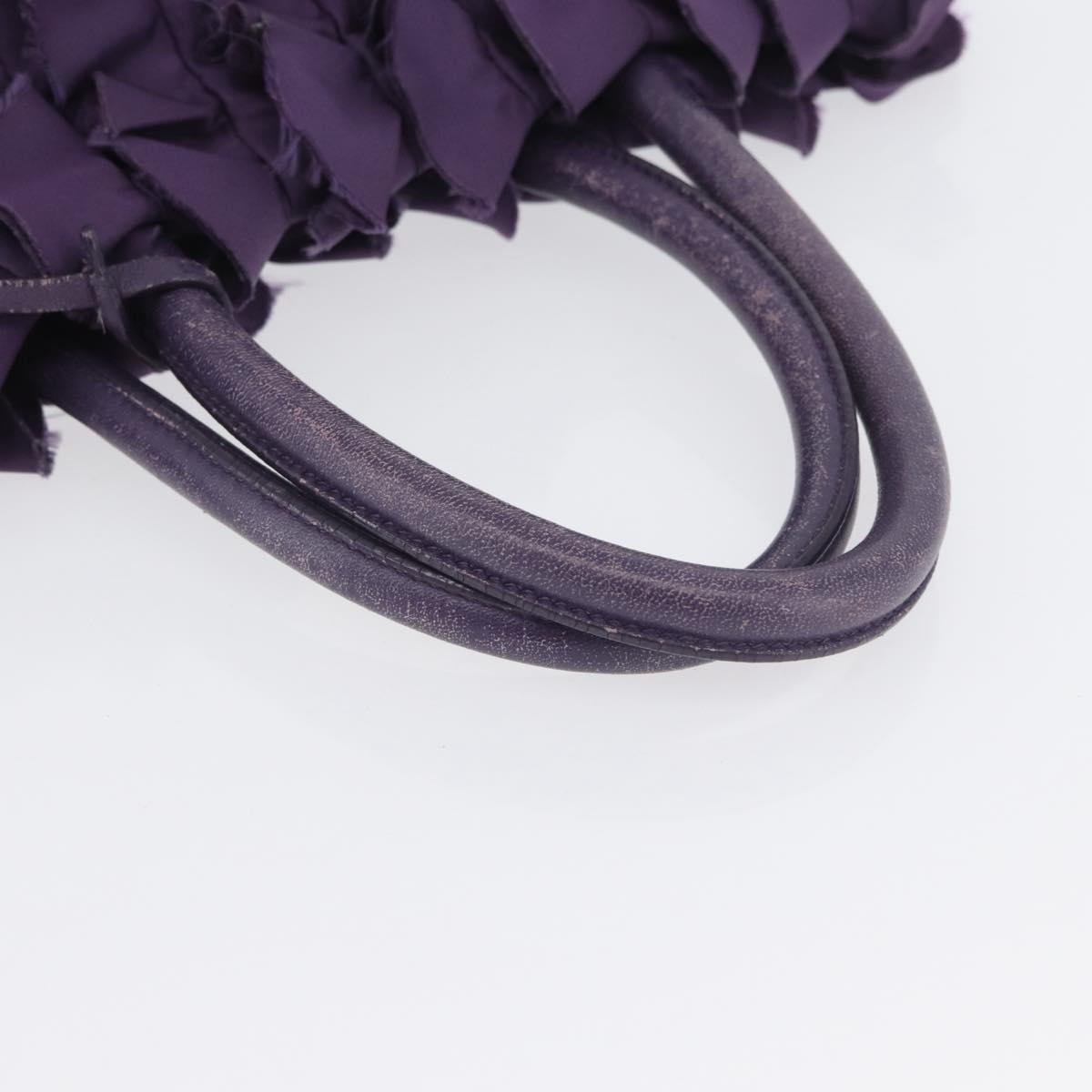 PRADA Hand Bag Nylon Leather Purple Gold Auth 173998