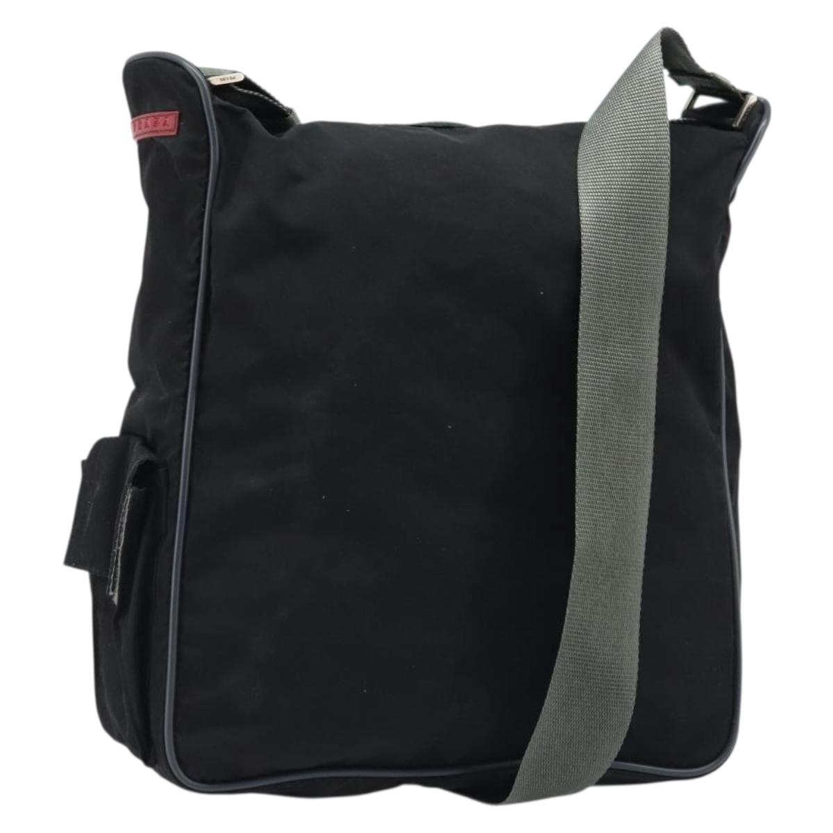 PRADA Sports Shoulder Bag Nylon Black Silver Auth 173999