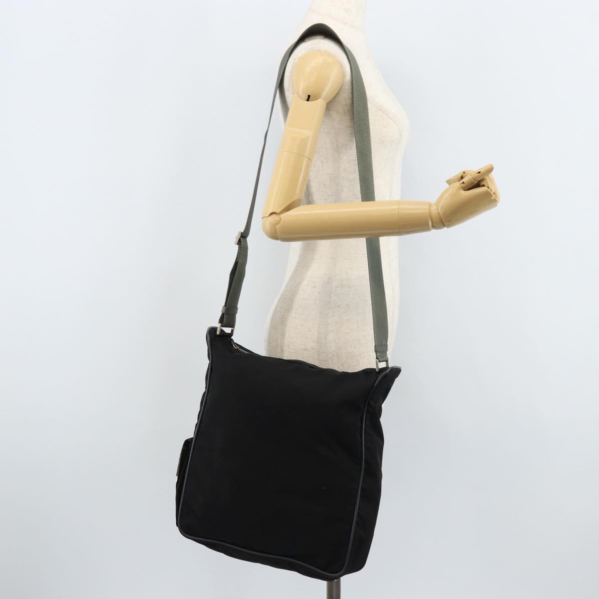 PRADA Sports Shoulder Bag Nylon Black Silver Auth 173999