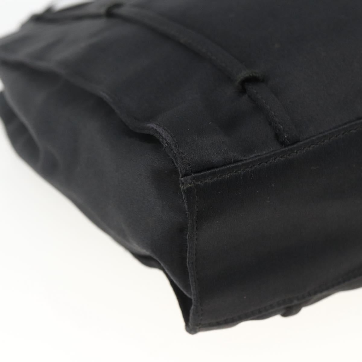 PRADA Hand Bag Satin Black Auth 174000