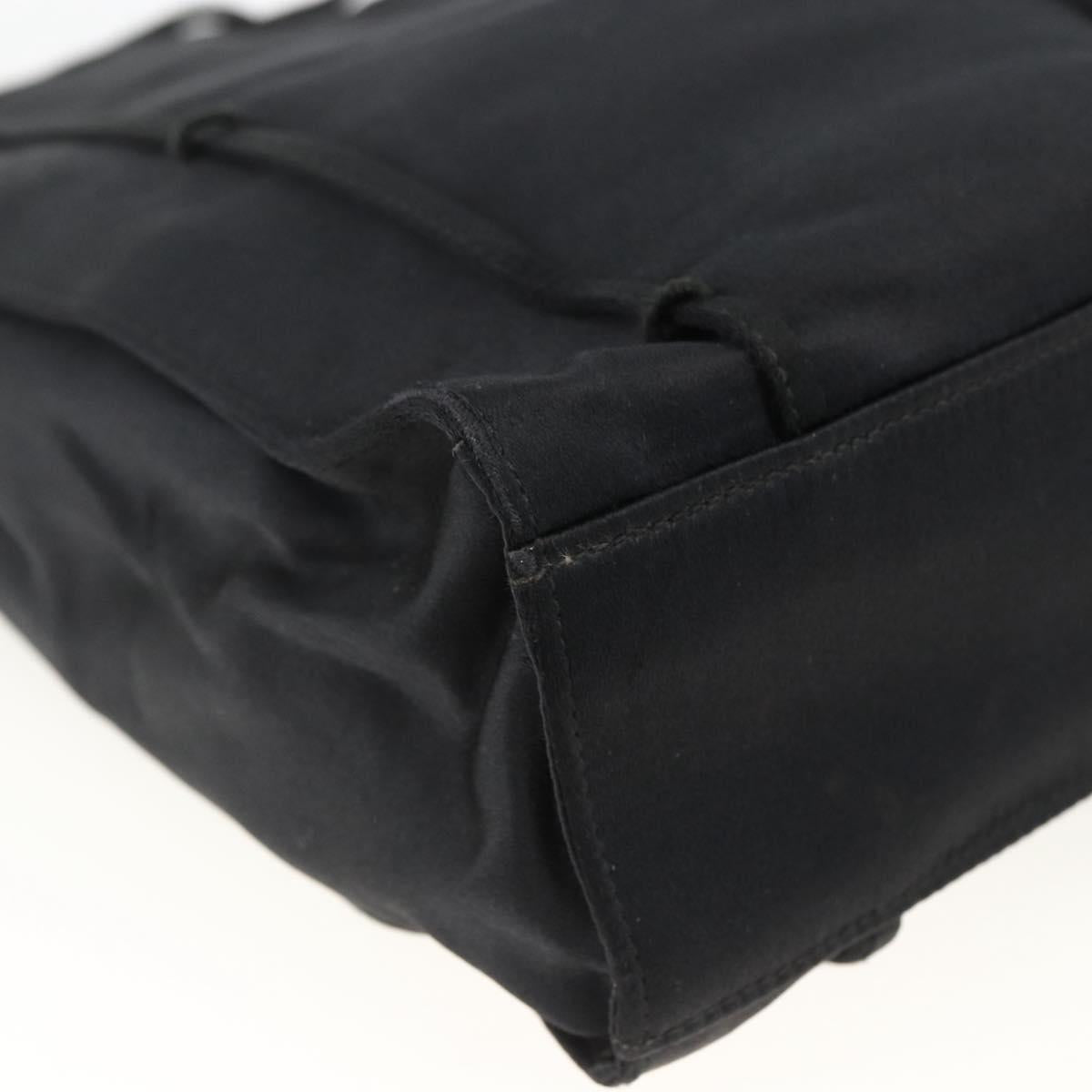 PRADA Hand Bag Satin Black Auth 174000