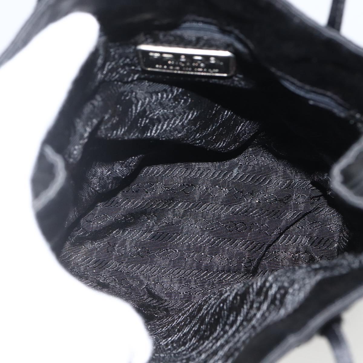 PRADA Hand Bag Satin Black Auth 174000