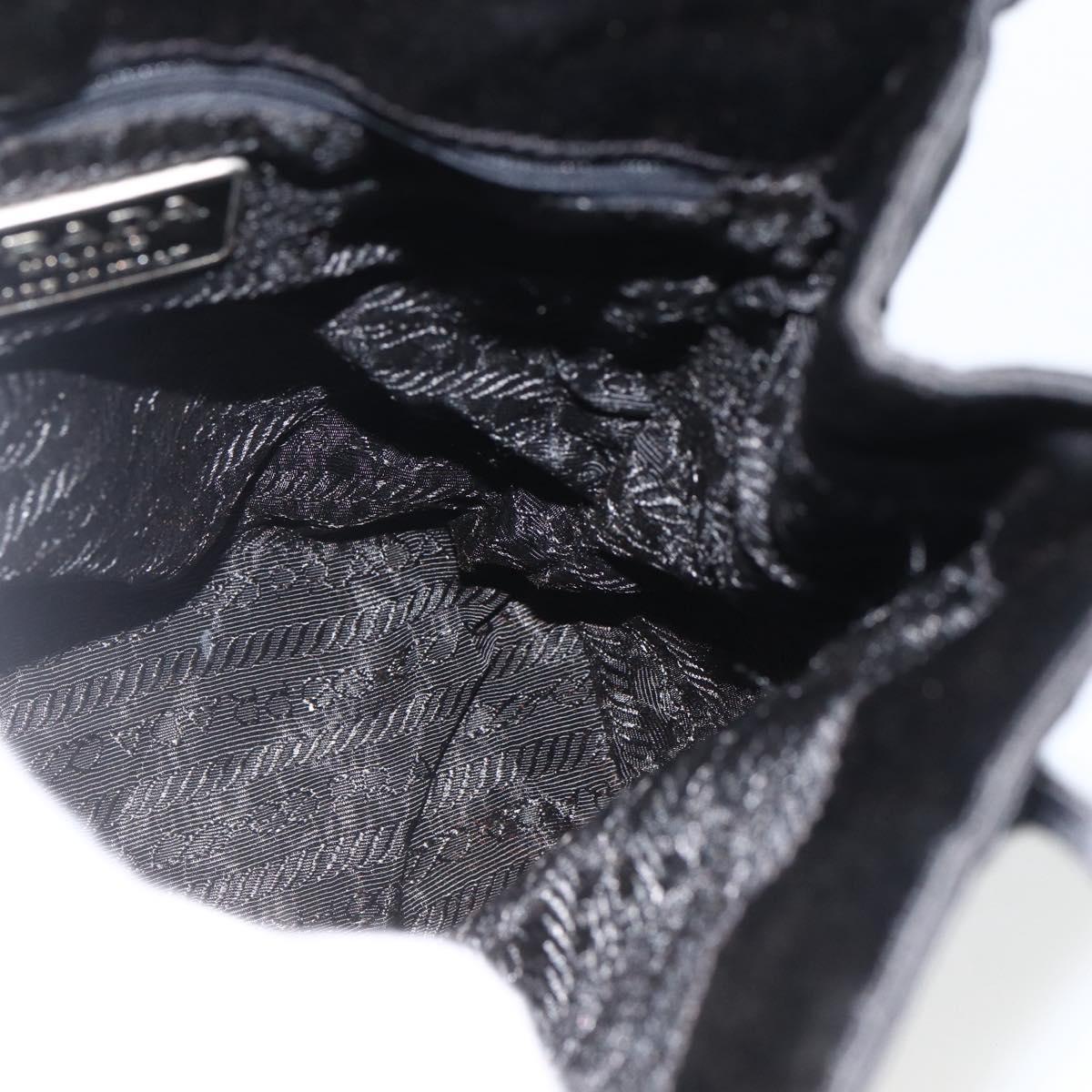 PRADA Hand Bag Satin Black Auth 174000
