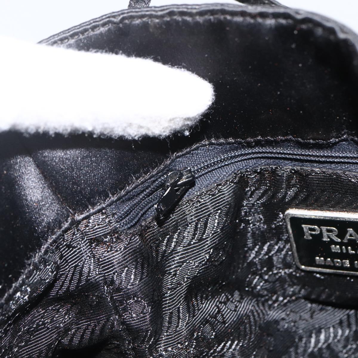 PRADA Hand Bag Satin Black Auth 174000