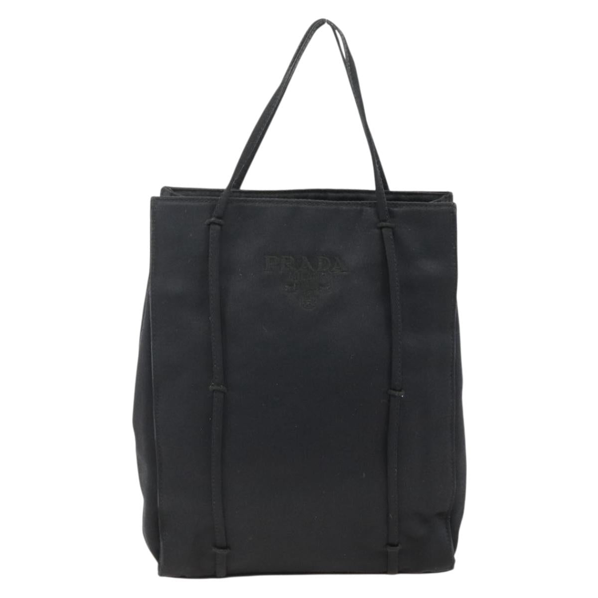 PRADA Hand Bag Satin Black Auth 174000