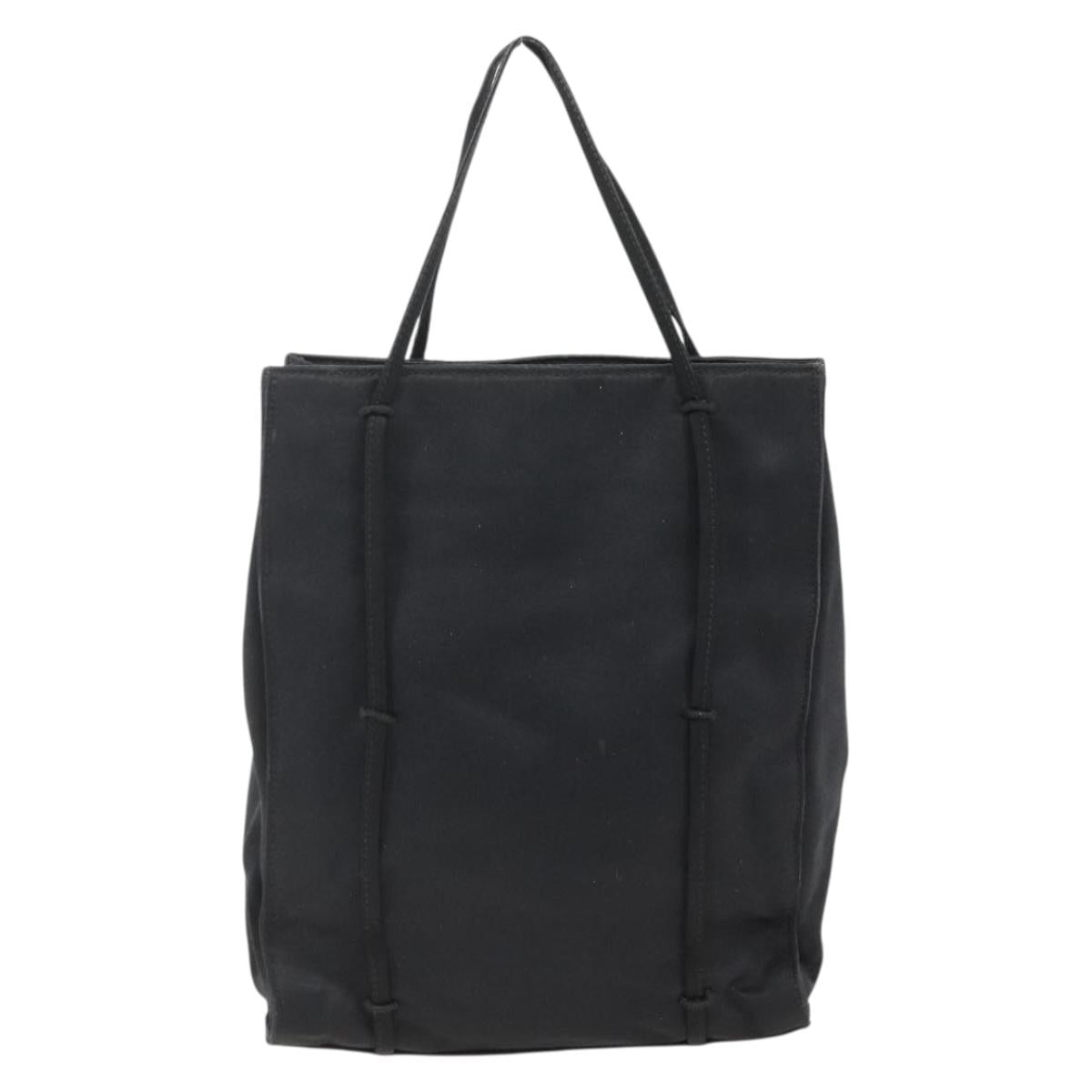 PRADA Hand Bag Satin Black Auth 174000