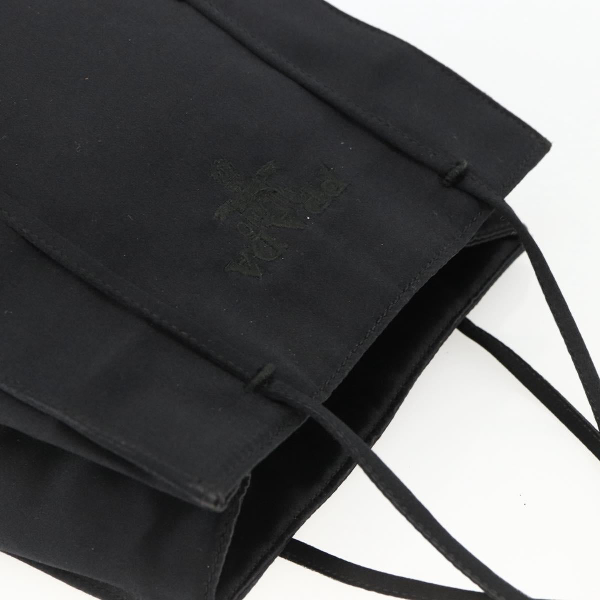 PRADA Hand Bag Satin Black Auth 174000