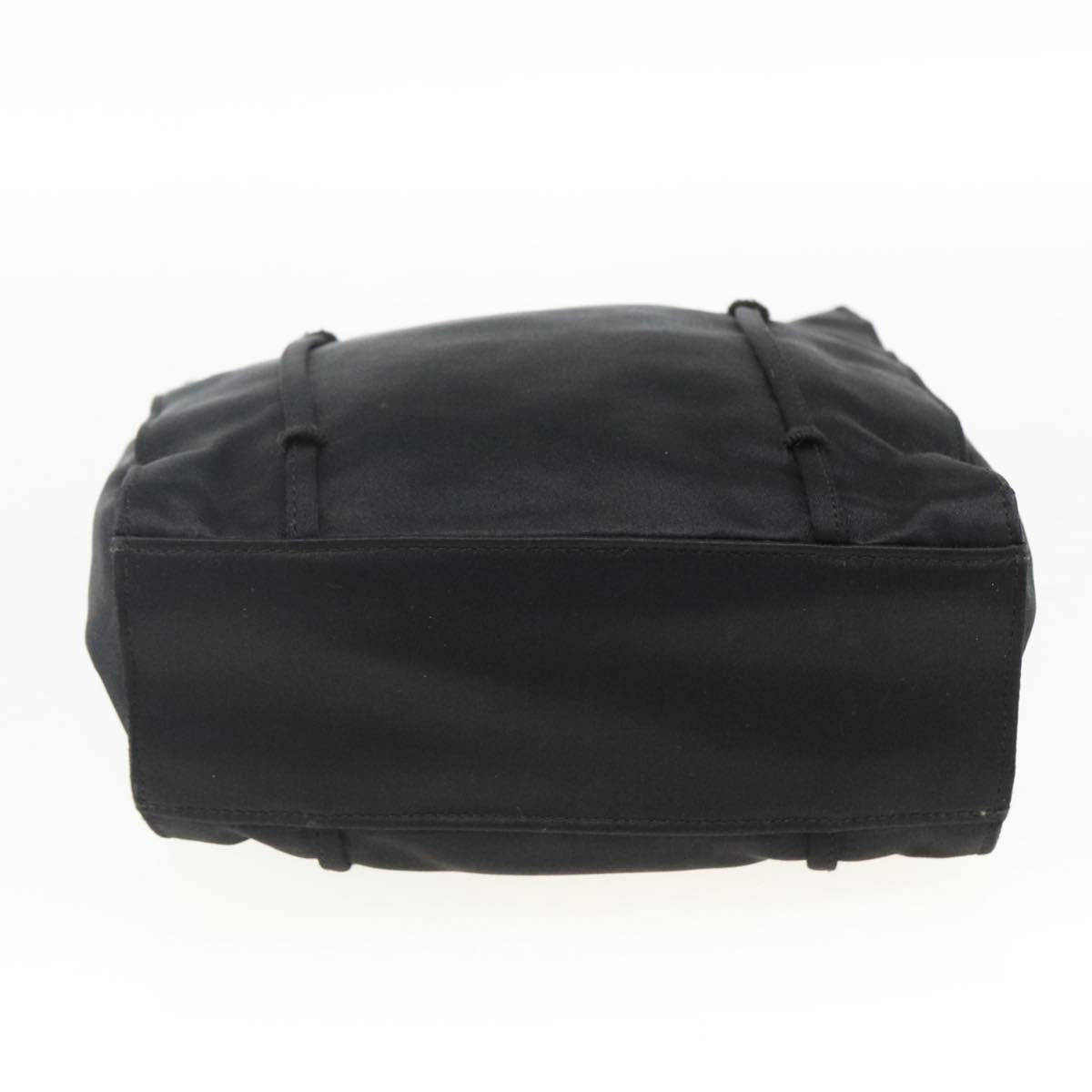 PRADA Hand Bag Satin Black Auth 174000