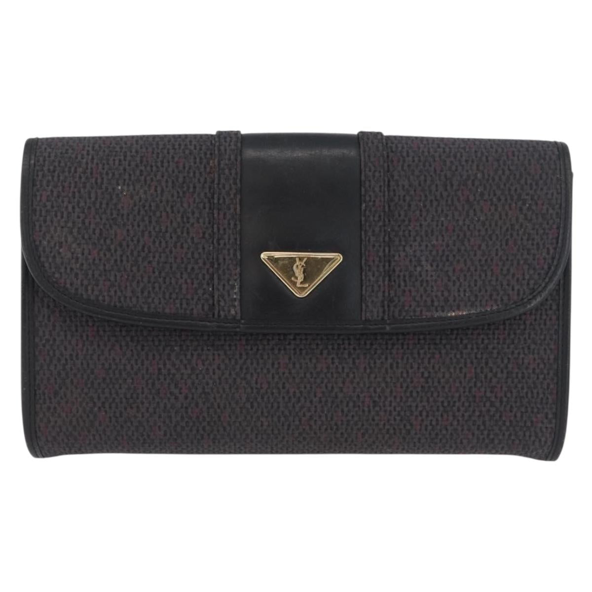 SAINT LAURENT Clutch Bag PVC Purple Gold Auth 174001