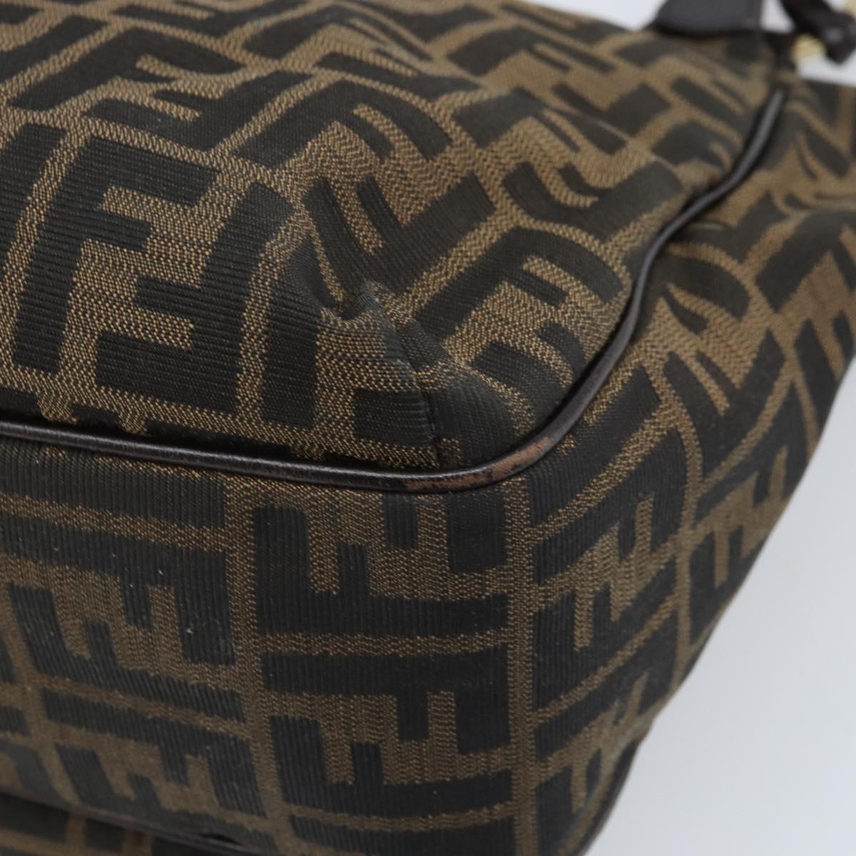 FENDI Zucca Canvas Hand Bag Black Brown Auth 174003