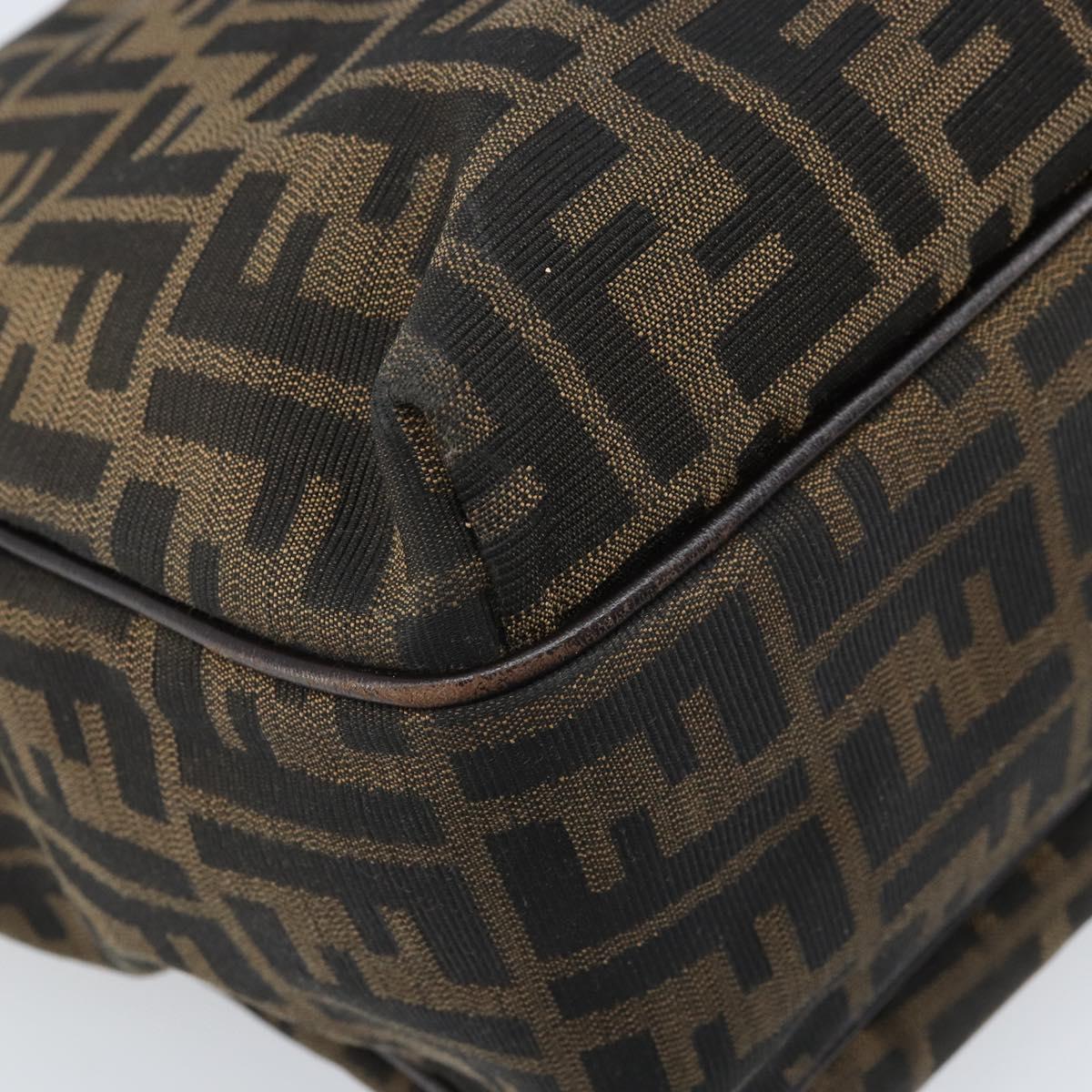 FENDI Zucca Canvas Hand Bag Black Brown Auth 174003