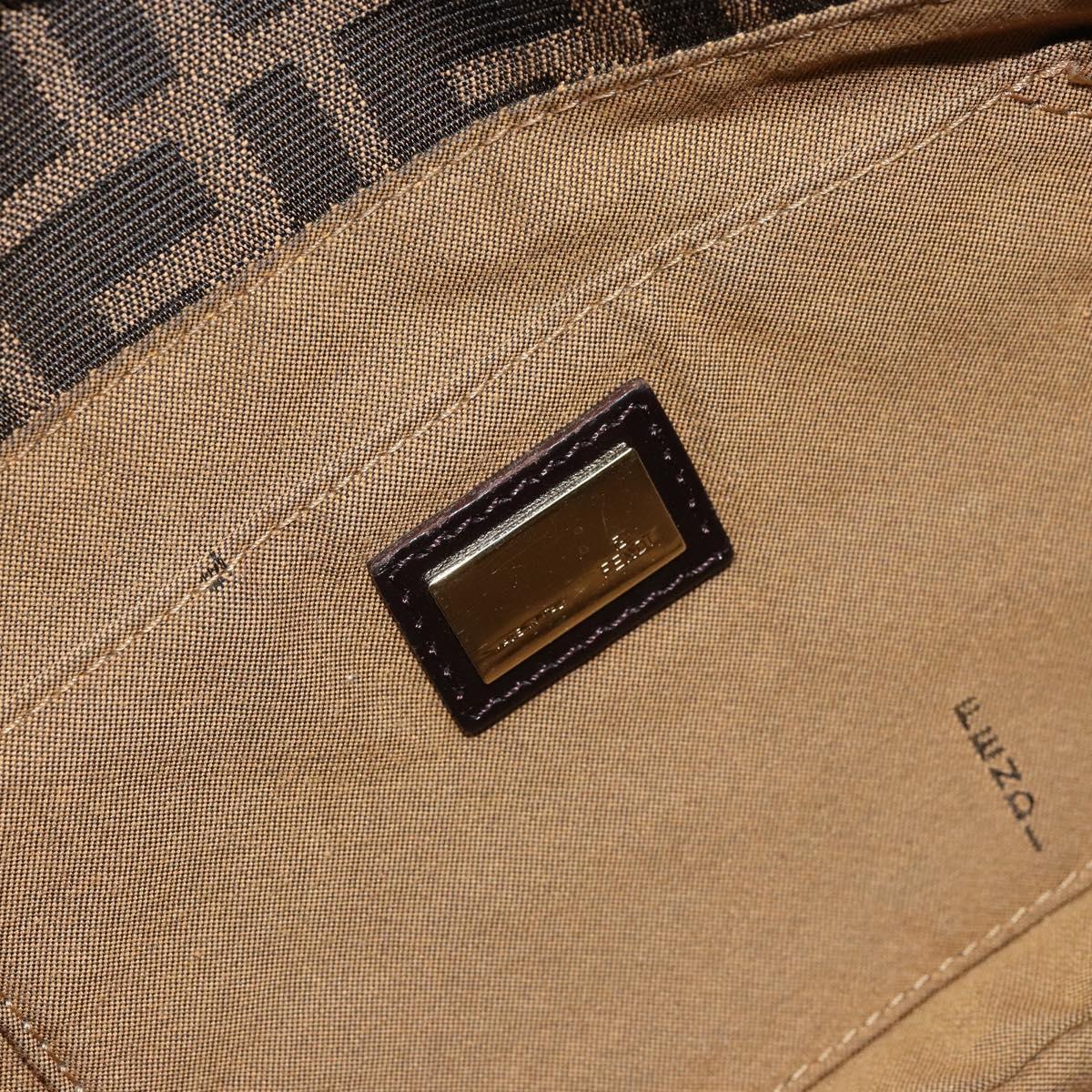 FENDI Zucca Canvas Hand Bag Black Brown Auth 174003