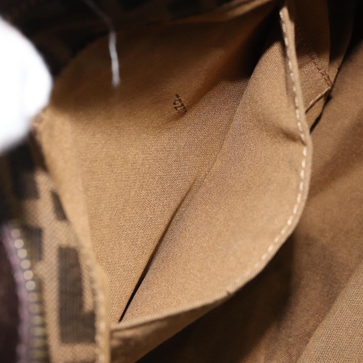 FENDI Zucca Canvas Hand Bag Black Brown Auth 174003