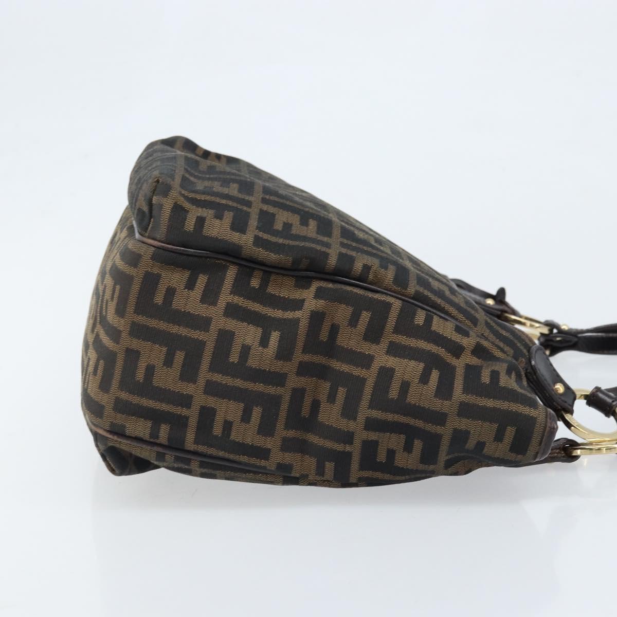 FENDI Zucca Canvas Hand Bag Black Brown Auth 174003