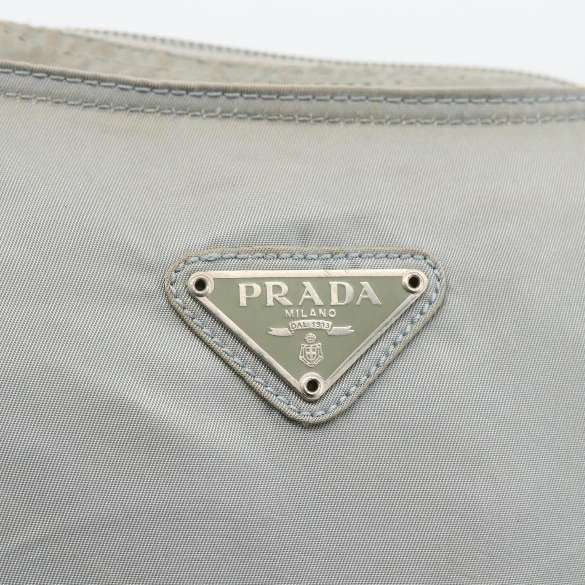 PRADA Shoulder Bag Nylon Gray Silver Auth 174005