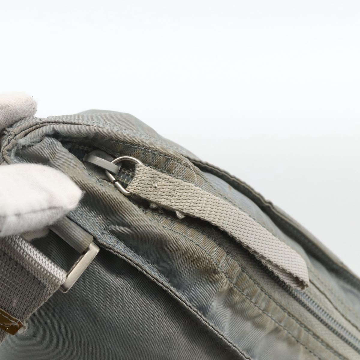 PRADA Shoulder Bag Nylon Gray Silver Auth 174005