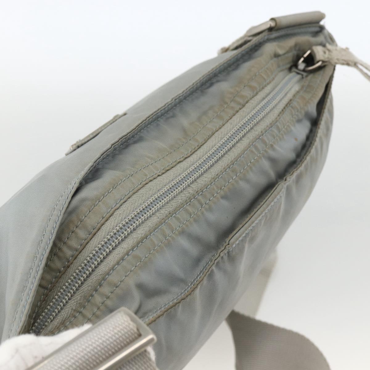 PRADA Shoulder Bag Nylon Gray Silver Auth 174005