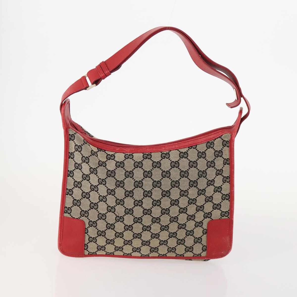 GUCCI GG Supreme Pouch Shoulder Bag Leather 3 Set Black Beige Auth 174008