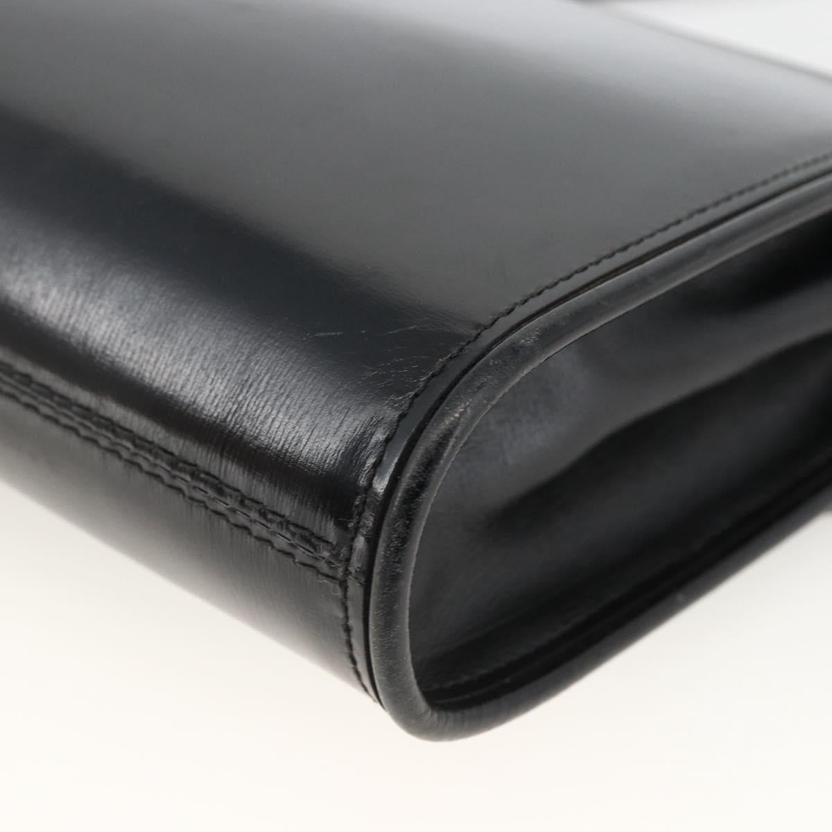 GUCCI Shoulder Bag Leather Black Gold Auth 174014
