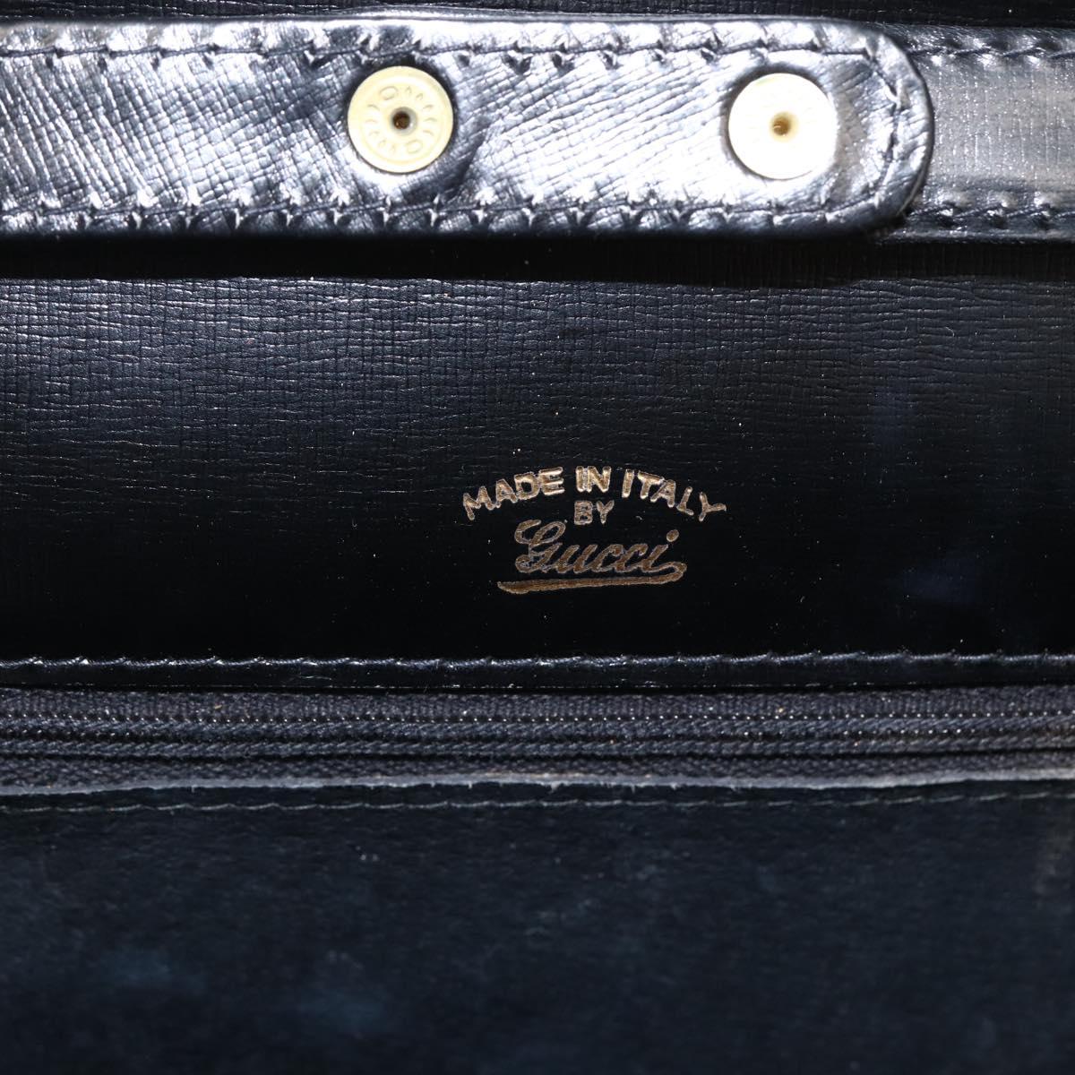 GUCCI Shoulder Bag Leather Black Gold Auth 174014