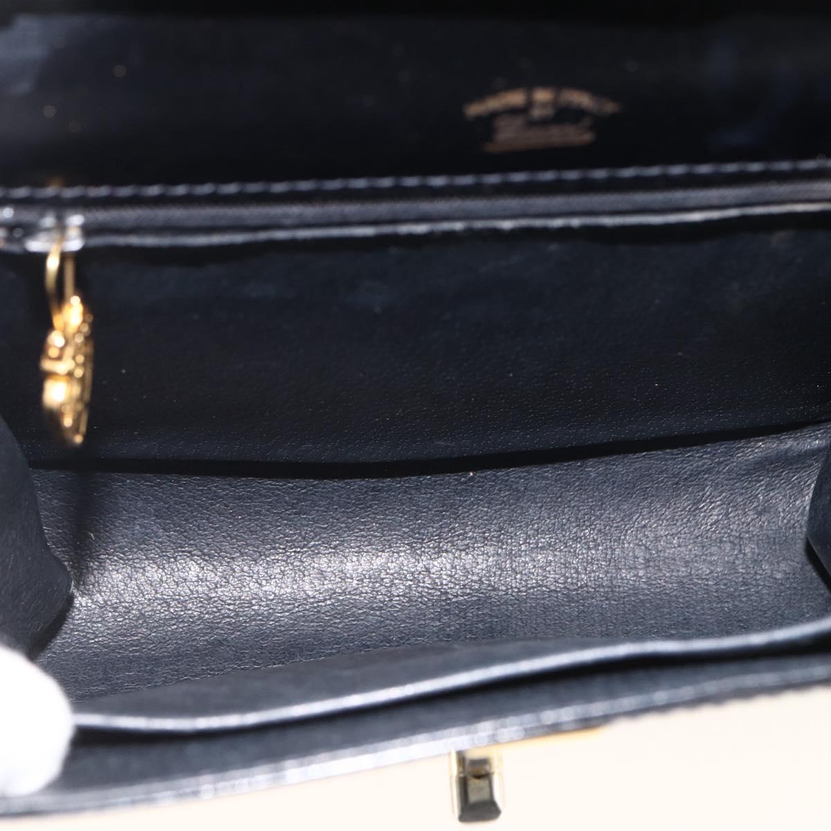 GUCCI Shoulder Bag Leather Black Gold Auth 174014