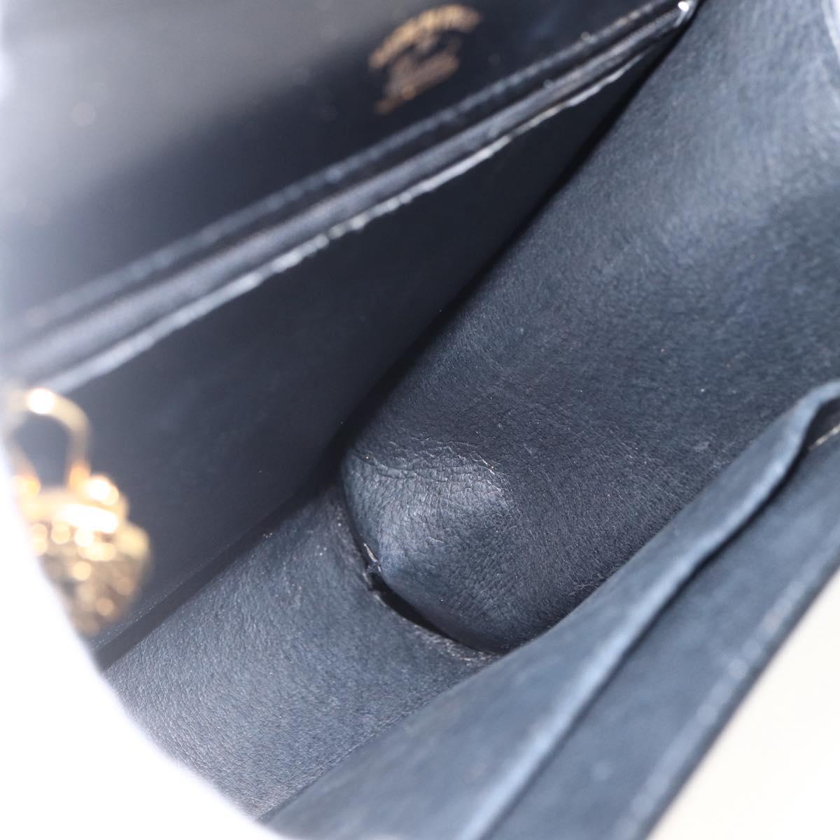 GUCCI Shoulder Bag Leather Black Gold Auth 174014