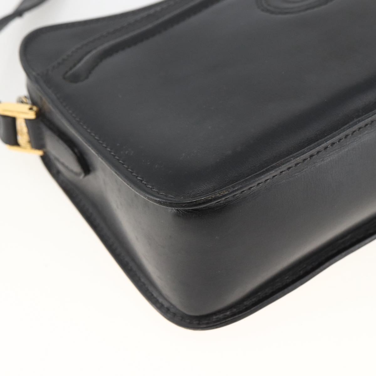 GUCCI Shoulder Bag Leather Black Gold 007 256 0051 Auth 174016