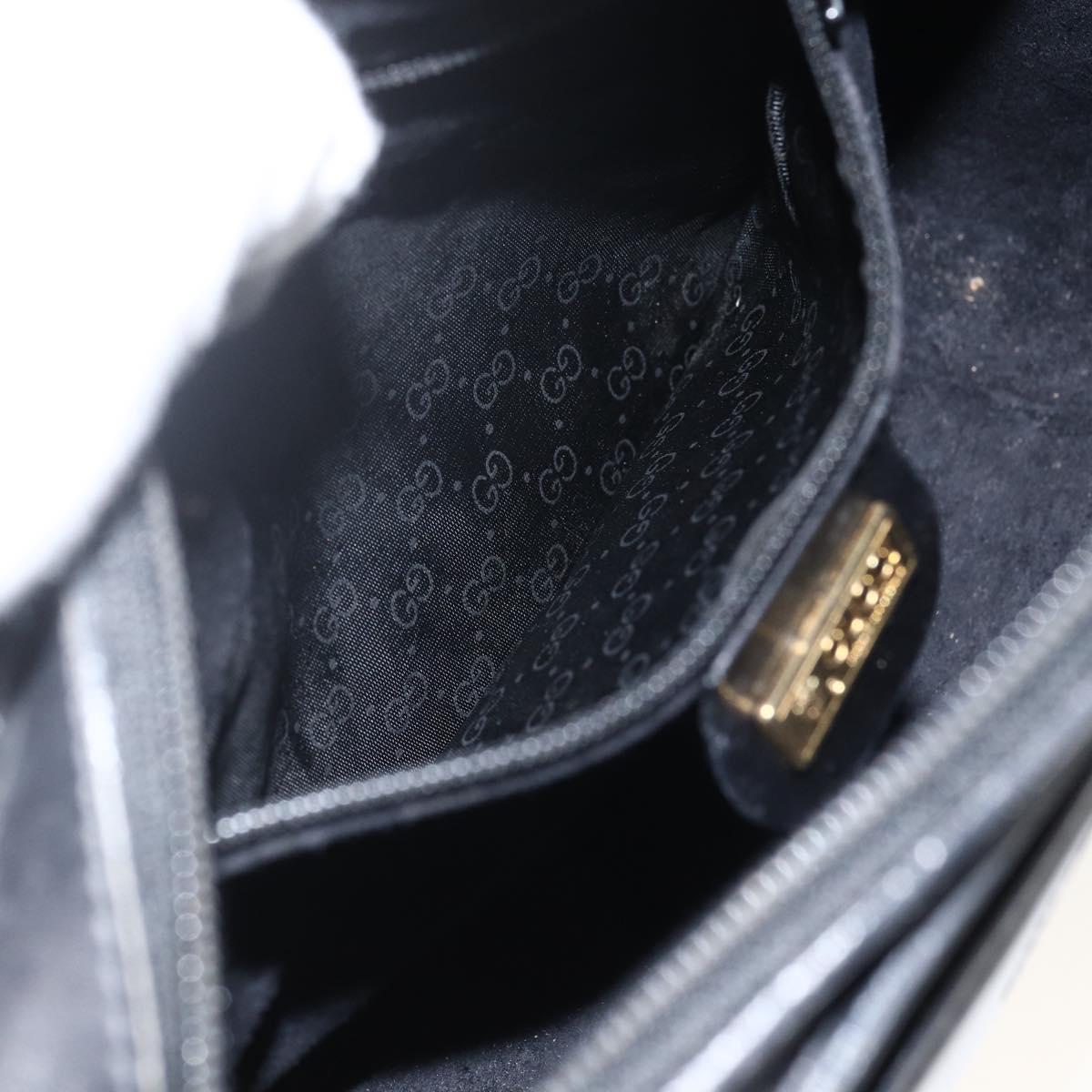 GUCCI Shoulder Bag Leather Black Gold 007 256 0051 Auth 174016