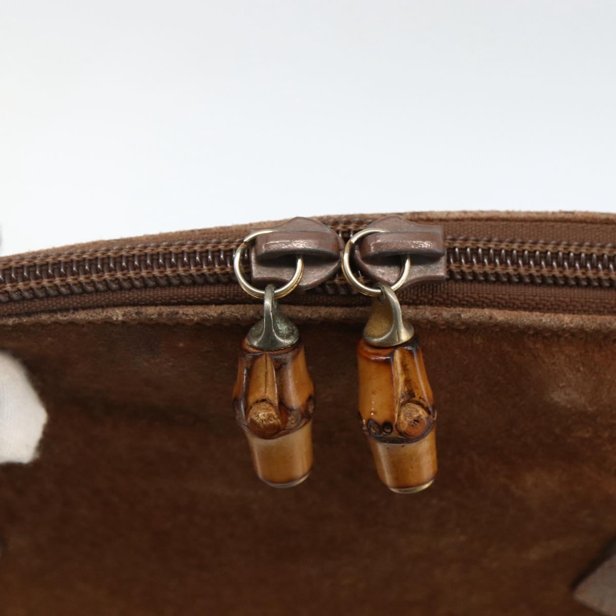 GUCCI Bamboo Hand Bag Suede 2way Brown 000 122 0290 Auth 174017