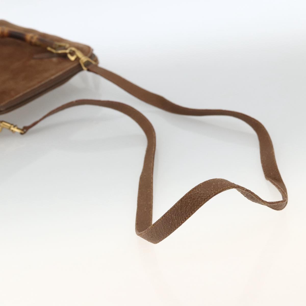 GUCCI Bamboo Hand Bag Suede 2way Brown 000 122 0290 Auth 174017