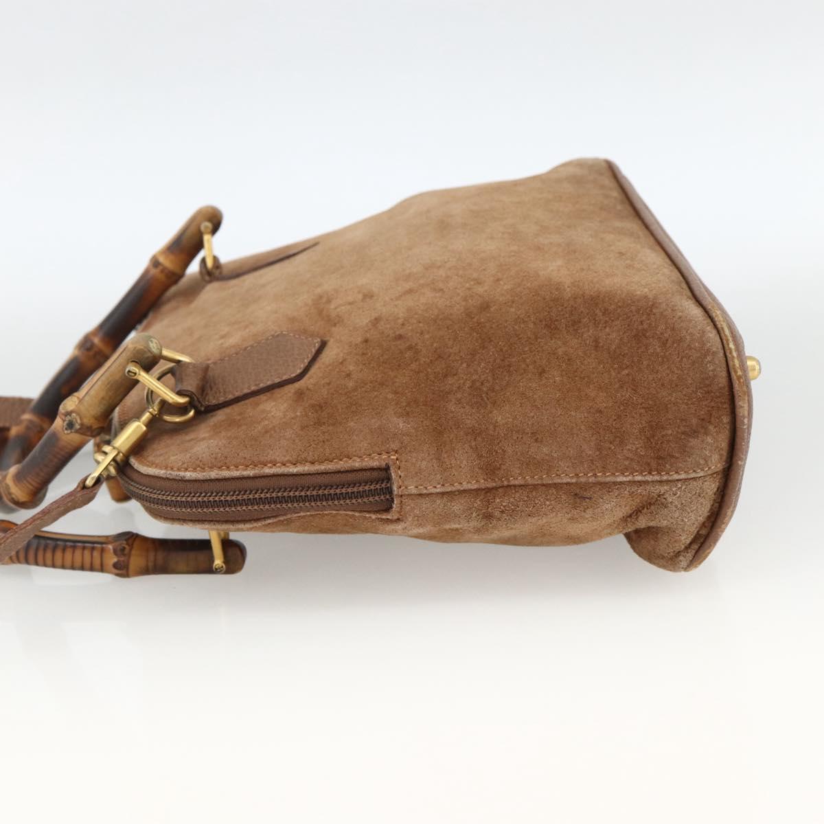 GUCCI Bamboo Hand Bag Suede 2way Brown 000 122 0290 Auth 174017