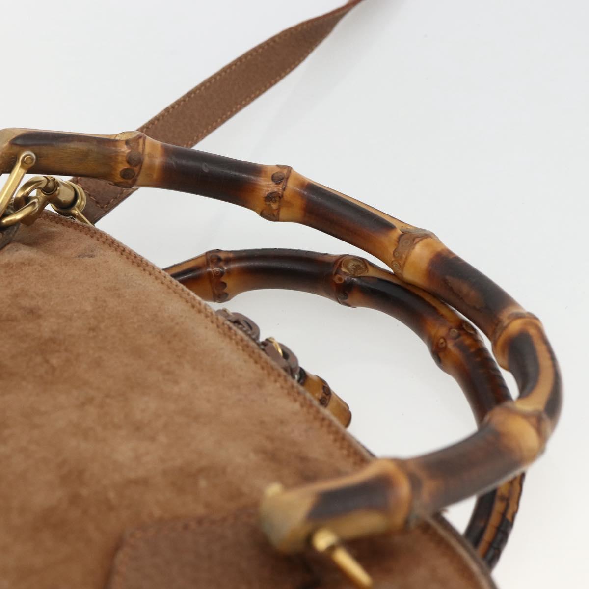GUCCI Bamboo Hand Bag Suede 2way Brown 000 122 0290 Auth 174017