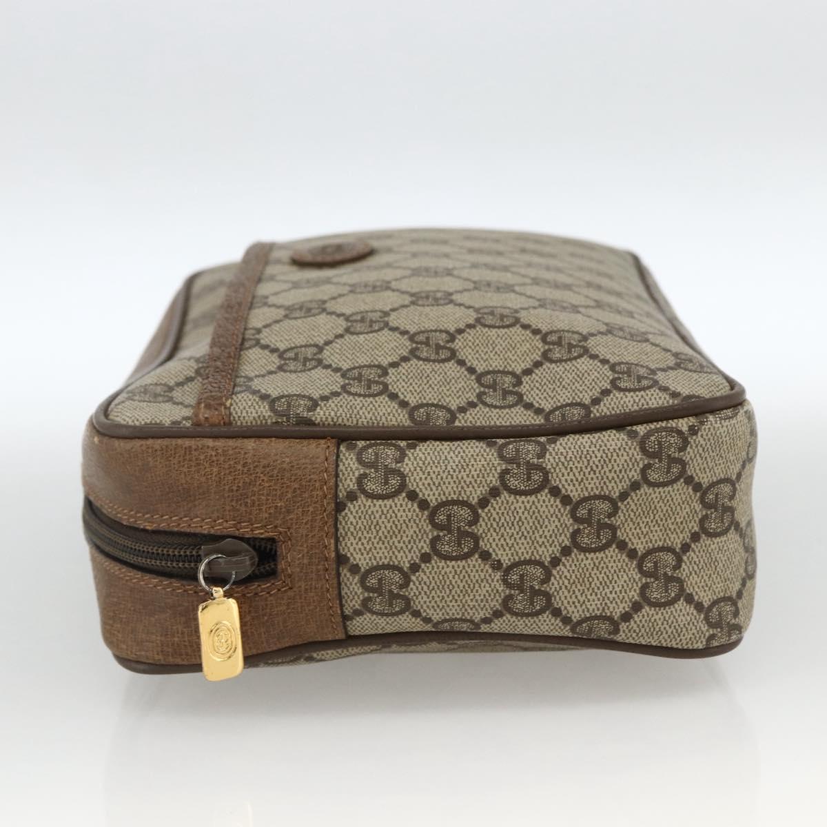 GUCCI GG Supreme Clutch Bag PVC Beige Gold 89 01 044 Auth 174019A