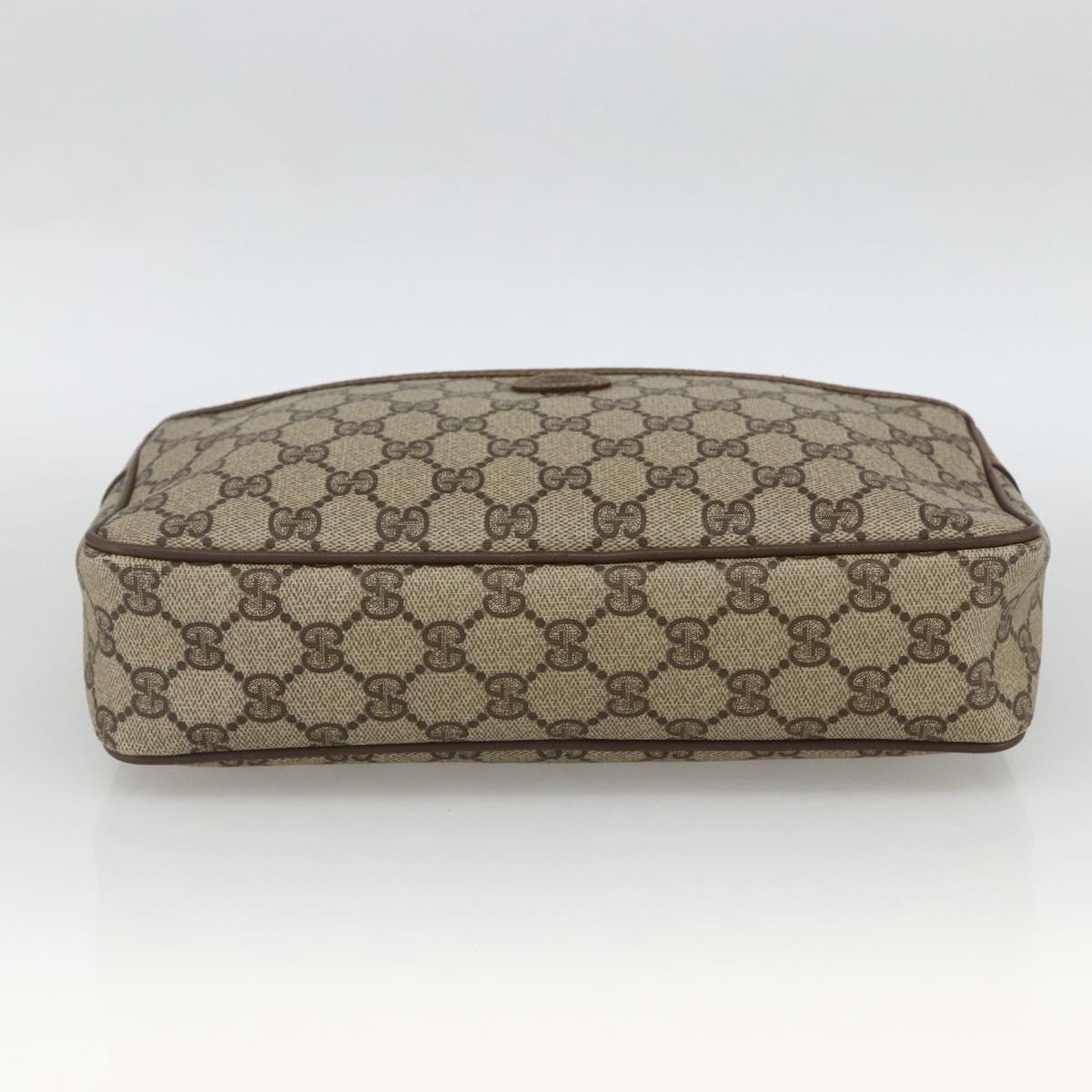 GUCCI GG Supreme Clutch Bag PVC Beige Gold 89 01 044 Auth 174019A
