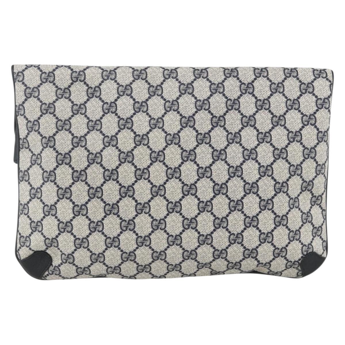 GUCCI GG Supreme Clutch Bag PVC Navy 89 02 075 Auth 174020A