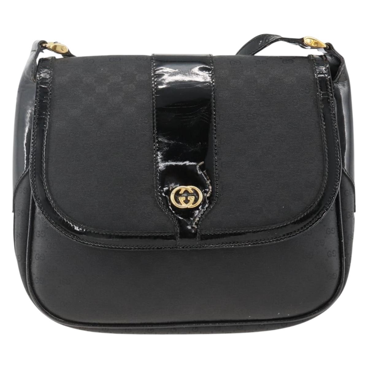 GUCCI Micro GG Supreme Shoulder Bag PVC Black Gold 001 115 4425 Auth 174021