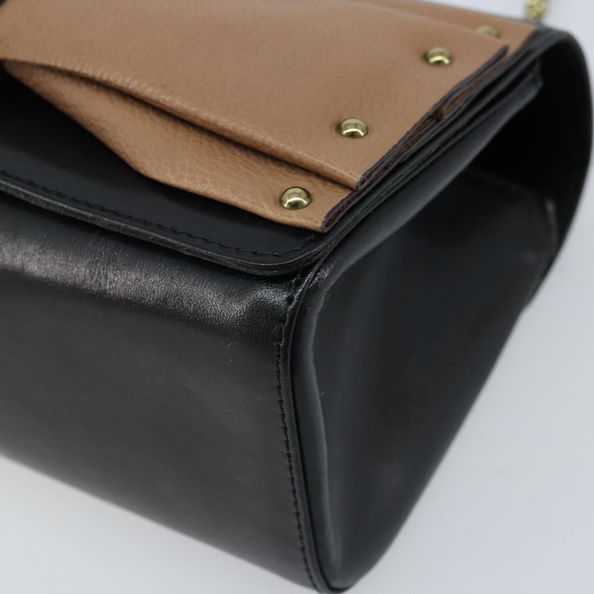 Chloe Ribbon Chain Hand Bag Leather Black Gold Auth 174022A