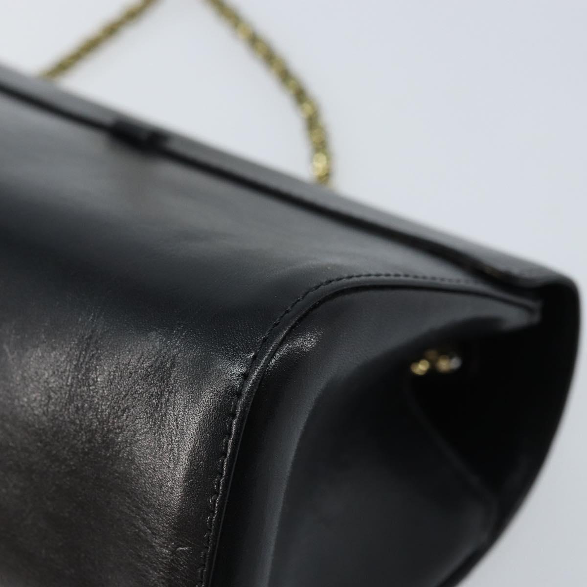 Chloe Ribbon Chain Hand Bag Leather Black Gold Auth 174022A