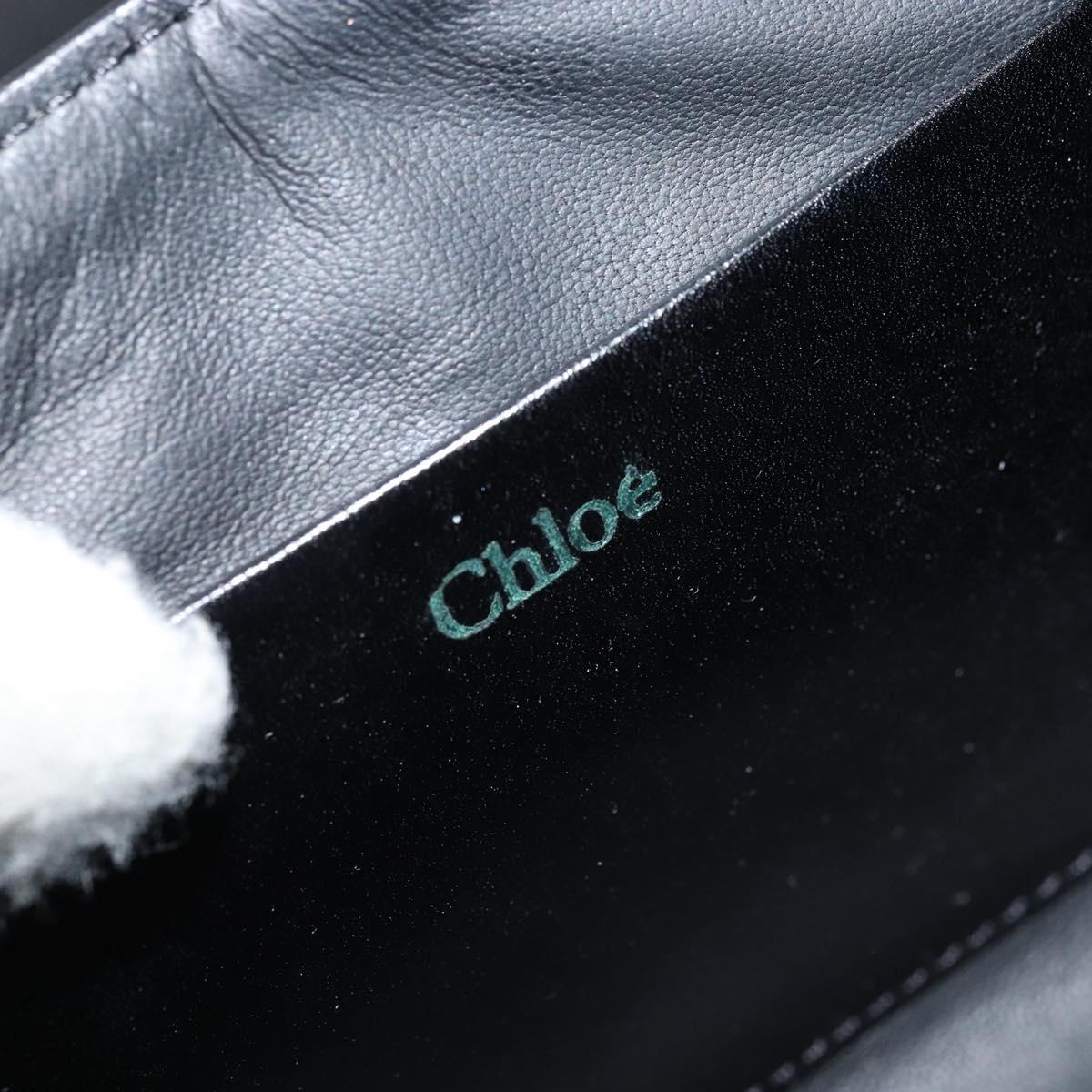 Chloe Ribbon Chain Hand Bag Leather Black Gold Auth 174022A