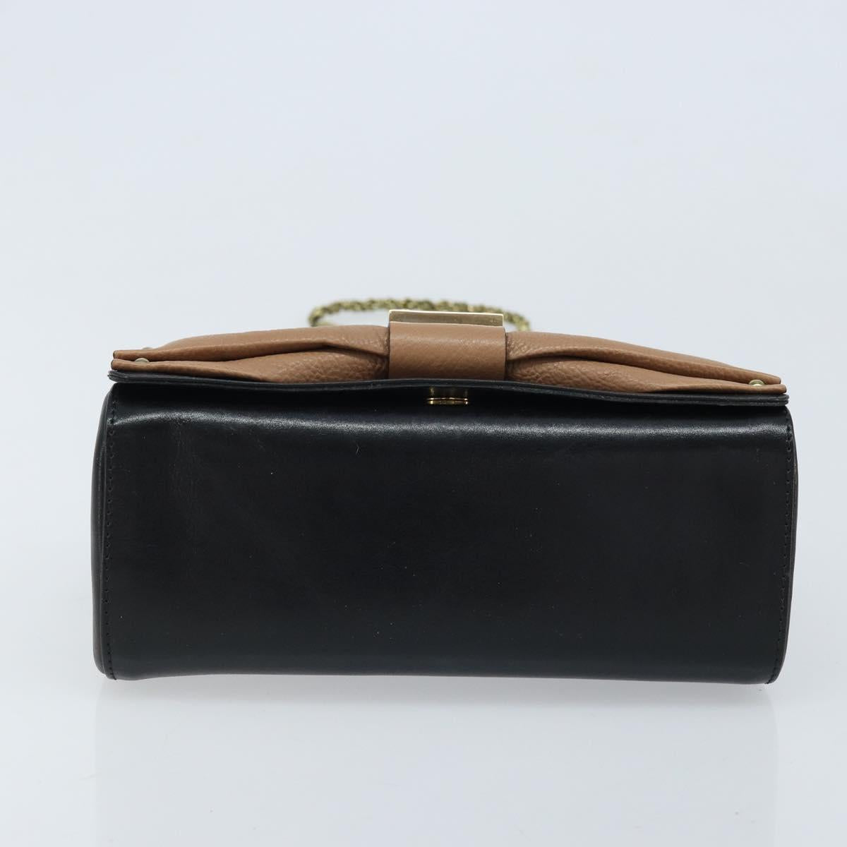 Chloe Ribbon Chain Hand Bag Leather Black Gold Auth 174022A