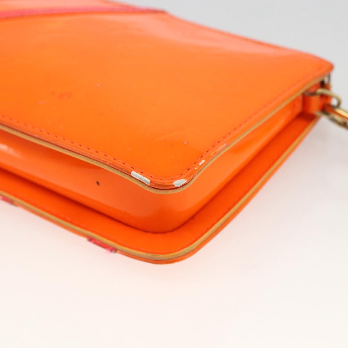 LOUIS VUITTON Monogram Vernis Fluo Lexington Pouch Orange M91908 Auth 174030