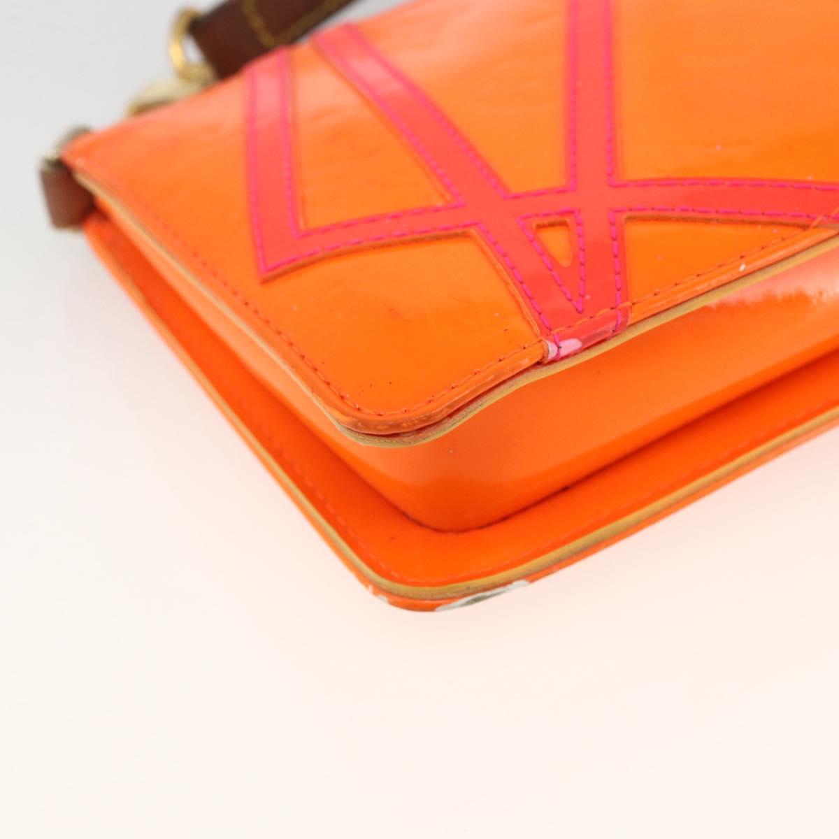 LOUIS VUITTON Monogram Vernis Fluo Lexington Pouch Orange M91908 Auth 174030