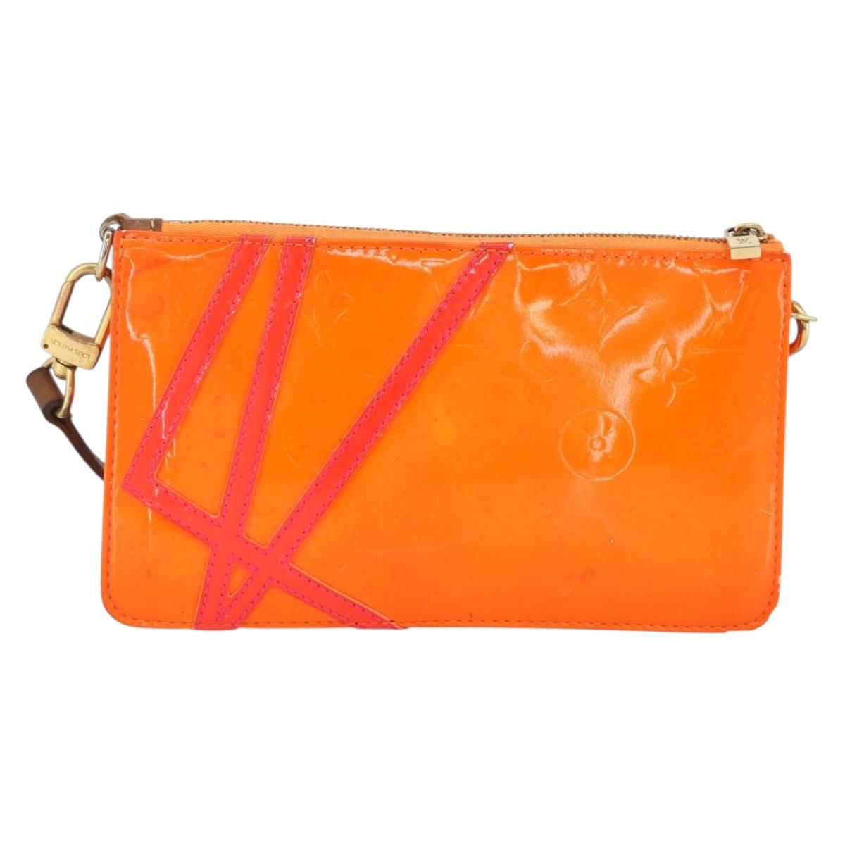 LOUIS VUITTON Monogram Vernis Fluo Lexington Pouch Orange M91908 Auth 174030