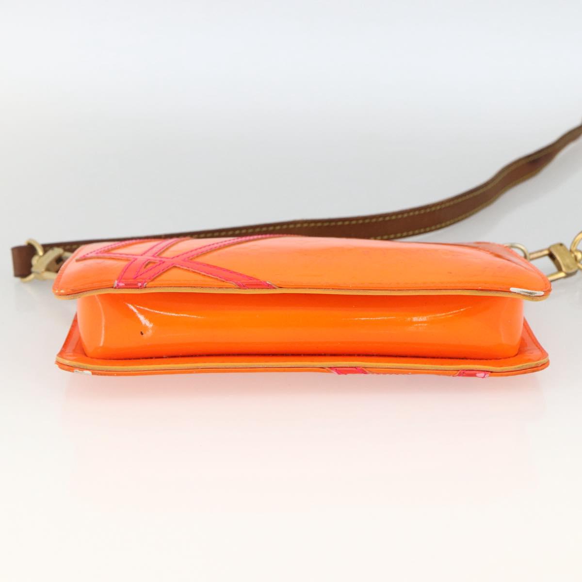 LOUIS VUITTON Monogram Vernis Fluo Lexington Pouch Orange M91908 Auth 174030